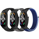 ナイロン時計バンド Xiaomi Mi Band 7/6/5/4/3/Amazfit Band 5 と互換性あり、調節可能で スポーツナイロンループ交換用リスト...