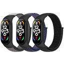 ナイロン時計バンド Xiaomi Mi Band 7/6/5/4/3/Amazfit Band 5 と互換性あり、調節可能で スポーツナイロンループ交換用リスト...