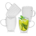 タンブラー 350ml 4個セット グラスカップ コーヒーコップ ミルクコップ マグカップ 二重構造 保冷 保温 断熱 結露しないグラス 二重グラス ダブルウォール アイスコーヒー グラス タンブラー マグカップ ガラス グラスコップ ホーム用 オフ