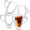 タンブラー 450ml 4個セット グラスカップ コーヒーコップ ミルクコップ マグカップ 二重構造 保冷 保温 断熱 結露しないグラス 二重グラス ダブルウォール アイスコーヒー グラス タンブラー マグカップ ガラス グラスコップ ホーム用 オフ