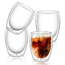 タンブラー 350ml 4個セット グラスカップ コーヒーコップ ミルクコップ マグカップ 二重構造 保冷 保温 断熱 結露しないグラス 二重グラス ダブルウォール アイスコーヒー グラス タンブラー マグカップ ガラス グラスコップ ホーム用 オフ