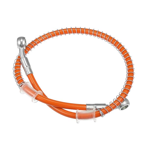 バイク ブレーキホース クラッチホース オイルホース スプリング付き ATV オフロードバイク オレンジ色..