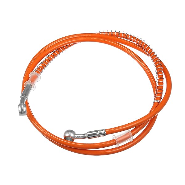 バイク ブレーキホース クラッチホース オイルホース スプリング付き ATV オフロードバイク オレンジ色..