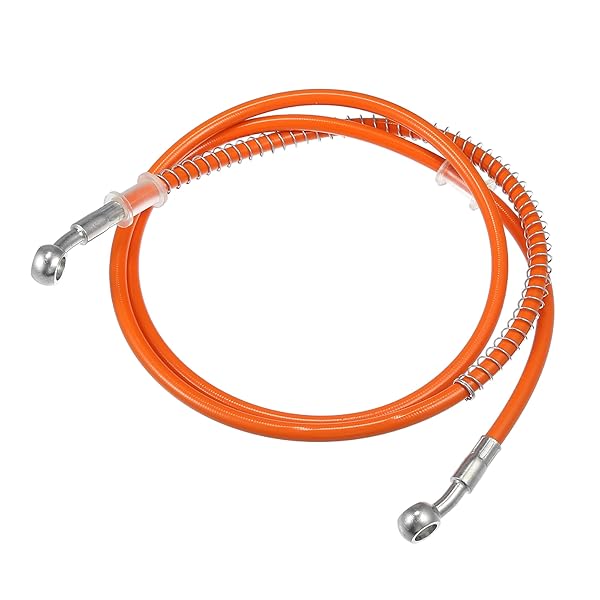 バイク ブレーキホース クラッチホース オイルホース スプリング付き ATV オフロードバイク オレンジ色..