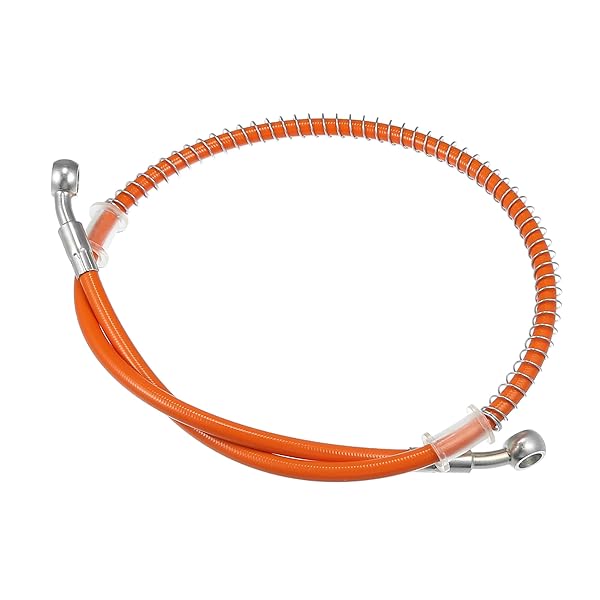 バイク ブレーキホース クラッチホース オイルホース スプリング付き ATV オフロードバイク オレンジ色..
