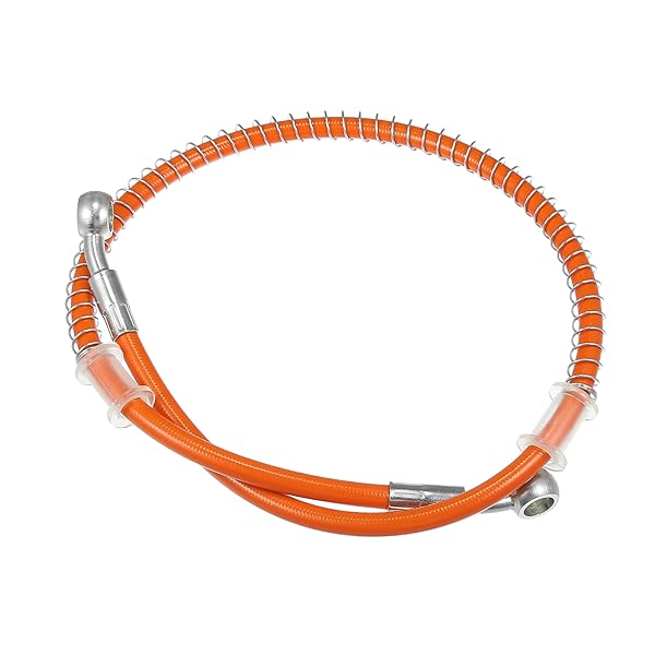 バイク ブレーキホース クラッチホース オイルホース スプリング付き ATV オフロードバイク オレンジ色..