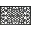 玄関マット 屋外 泥落とし エントランスラバーマット おしゃれ 洗いやすい (ブラックWELCOME柄, 750*450mm)