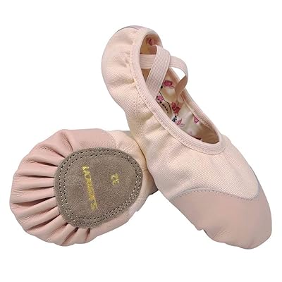 [s.lemon] バレエシューズ子供用ダンスシューズ スプリットソール 練習用バレエ用品 踊り練功靴 Leather Head 23