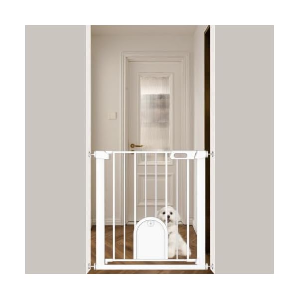ベビーゲート ペットドア付き 取付幅75-82CM 猫 犬 ゲート 高さ76cm ベビーフェンス 突っ張り式 ダブル..