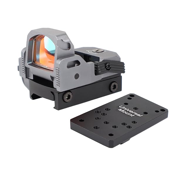 フリップアップ式 レッドドットサイト ダットサイト VIS PRO オープン式 ドットサイト マウントアダプター 2種付属(GY)