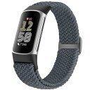編み込み腕時計バンド Fitbit Charge 6/Fitbit Charge 5対応 レディース メンズ 調節可能なソロループ 伸縮性ナイロン編み 交換用リ...