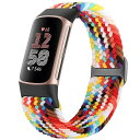 編み込み腕時計バンド Fitbit Charge 6/Fitbit Charge 5対応 レディース メンズ 調節可能なソロループ 伸縮性ナイロン編み 交換用リ...