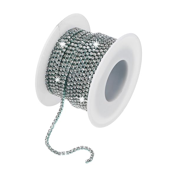 水晶ラインストーンクローズチェーン 2mm 10ヤードシングルロートリミングクローチェーン 水晶クローカップチェーンロール 裁縫クラフト/DIY装飾/宝石クラフト用[ブルーベースホワイト]