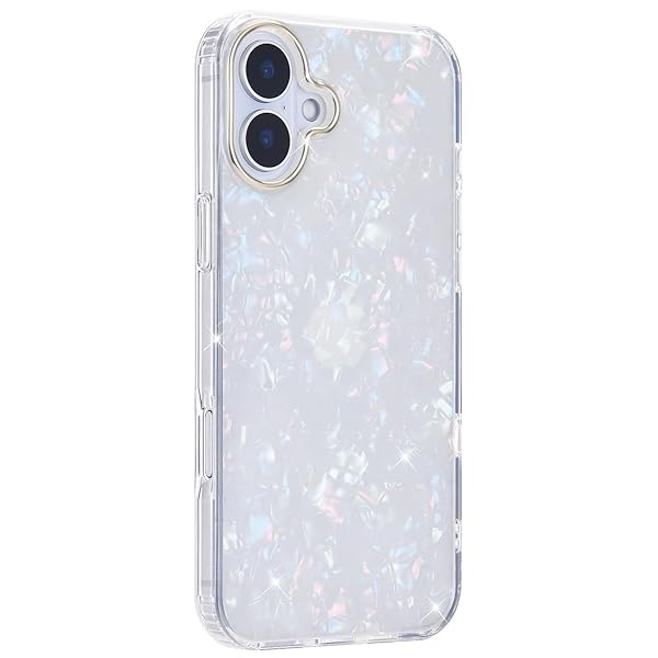 iPhone 16 Plus ケース キラキラ 貝殻柄 クリア 韓国 いphone16plus ケース ゴールドメッキ アイフォン16plus 可愛い おしゃれ B-16plus-XC