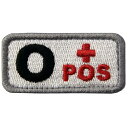 O型 + タクティカル 血液型 刺繍入りマジックテープワッペン 白と赤