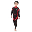 HIUGO 2.5mm 子供ウェットスーツ 男女兼用 キッズ ウェットスーツ 子供用 長袖水着 男の子 女の子 スイムウェア 防寒保温 上下一体 ワンピース… (レッド, 10)