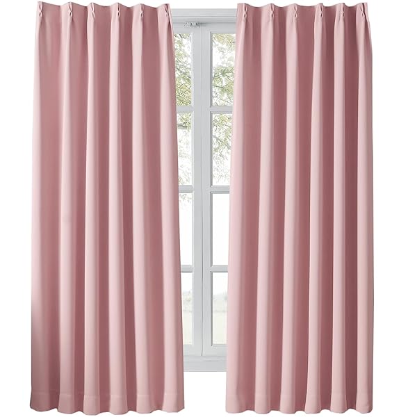 カーテン 1級遮光 2枚組 コーラルピンク かーてん 幅100cm丈178cm 小窓 断熱 防寒 防音 省エネ 厚手 無..