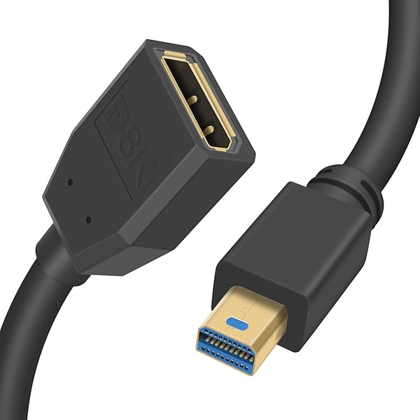 8K Displayport 延長ケーブル30cm ミニDisplayport to Displayport 延長ケーブル DP1.4 Displayport メス to Mini Displayport オス 延長ケーブル 双方向送信mDP1.4規