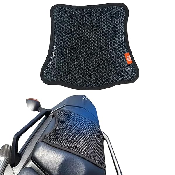 バイクシートクッション 3Dメッシュシート シートクッション アンチスリップ ブラック オールシーズン使用可能 人間工学 快適なツーリング 振動吸収 通気性 撥水 断熱 バイク シートカバー (M(27*26cm))