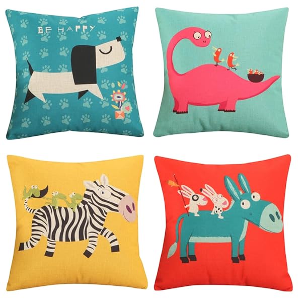 クッションカバー 50x50cm 4枚セット 北欧 幾何学模様 違う柄 リネン 亜麻 可愛い おしゃれ ファスナー..