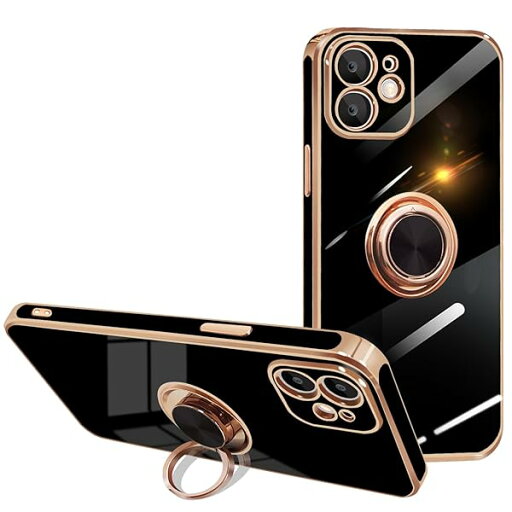 iPhone 12 ケース リング付き ストラップホール付き 車載ホルダー対応 携帯カバー 360°回転 スタンド機能 リング スマホケース アイフォン 12 ケース 耐衝撃 TPU カバー 6.1インチ用 (ブラック) iPhone 12 ケース リング付き ストラップホール付き 車載ホルダー対応 携帯カバー 360°回転 スタンド機能 リング スマホケース アイフォン 12 ケース 耐衝撃 TPU カバー 6.1インチ用 (ブラック)