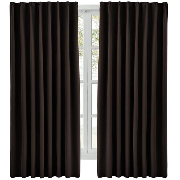 カーテン 1級遮光 2枚組 幅150cm丈210cm ブラウン 断熱 防寒 防音 省エネ 厚手 無地 おしゃれ 洗える ..