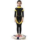 HIUGO 2.5mm 子供ウェットスーツ 男女兼用 キッズ ウェットスーツ 子供用 長袖水着 男の子 女の子 スイムウェア 防寒保温 上下一体 ワンピース… (イエロー, 12)