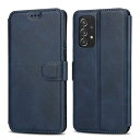 Samsung Galaxy A53 5G ケース 手帳型 本革レザー カード収納 横置き Qi充電対応 耐衝撃 全面保護 シンプル 人気 おしゃれ 財布型 カバー - ブルー