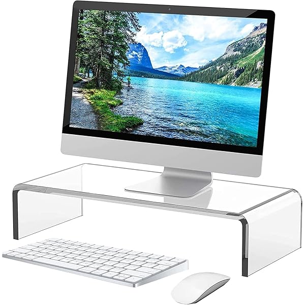 モニター台 モニタースタンド アクリル ディスプレイ台 パソコンスタンド PCスタンド プリンタ台 机上台 キーボード収納 省スペース 姿勢改善 安定性 耐荷重25KG (40.6x19x10cm)