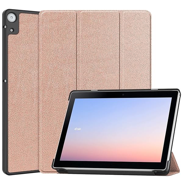 For NTT Docomo dtab Compact d-52C ケース dtab D-52C カバー 軽量 薄型 耐衝撃 傷防止 PU レザー スマートカバー ハード 背面 三つ折り スタンド オートスリープ ウェイクアップ 機能 dtab d-