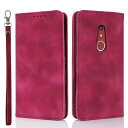 Arrows Be4 ケース F-41A ケース スマホケース arrows be4 Fujitsu 富士通 docomo 手帳型 ストラップ 耐衝撃 マグネット式 カード収納 スタンド機能 スエードの質感-ローズレッド