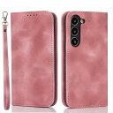 Galaxy S23 ケース ギャラクシーs23 ケース SC51D ケース 手帳型 SCG19 au ドコモ samsung サムスン docomo ストラップ カバー 耐衝撃 SoftBank ドコモ カード収納 レザー スエードの質感-ピンク
