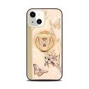 iPhone 15 用 ケース 鏡として使える リング付き キラキラ かわいい バタフライ 軽量 薄型 耐衝撃 おしゃれ ストラップホール 携帯カバー アイフォン15 用 カバー ケース(iPhone 15,ローズゴールド)