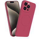 iPhone 15 Pro MagSafe対応 シリコン ケース イフォン 15Pro マグネット搭載 ワイヤレス充電 スマホケース 耐衝撃 全面保護 ストラップホールバンパー いpほね15 人気 薄型 いphone カバー サンザシレッド