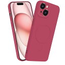 iPhone 15 MagSafe対応 シリコン ケース イフォン 15 マグネット搭載 ワイヤレス充電 スマホケース 耐衝撃 全面保護 ストラップホールバンパー いpほね15 人気 薄型 いphone カバー サンザシレッド