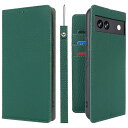 Google Pixel 8a ケース ピクセル8a ケース 手帳型 本革 ストラップ カバー グーグル スマホケース docomo au 耐衝撃 SoftBank カード収納 スタンド機能 レザー -グリーン