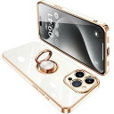 iPhone15 Pro ケース リング付き アイフォン15Pro リング カバー 耐衝撃 TPU 360°回転 スタンド機能 メッキ加工 車載ホルダー ストラップホール付き 6.1インチ(ホワイト)
