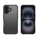 iPhone 16 ケース 耐衝撃 半透明 軽量 薄型 PC 滑り止め 傷防止 マット感 米軍MIL規格 ストラップホール付き ワイアレス充電対応 スマホカバー (ブラック, iPhone 16)