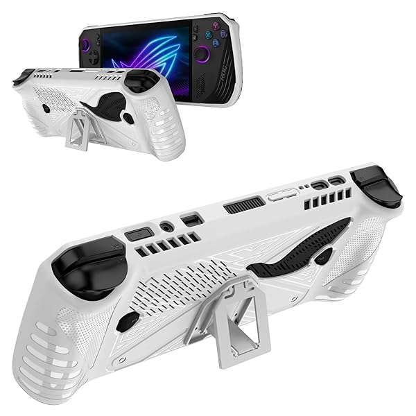 Rog Ally X 保護ケース スタンド付き TPU+PC キズ防止 耐久性 耐衝撃 ノンスリップ 完全保護カバー 滑り止め 傷防止 収納と持ち運びに便利 Rog Ally X 対応 （ホワイト）