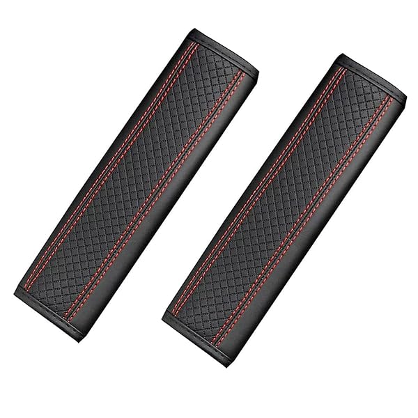 2枚入り レザー素材 カー用品 シートベルトカバー 汎用 シートベルトパッド シートベルト カバー シートベルトクッション 車シートベルトカバー ショルダーパッド 柔らかく快適 衝撃軽減