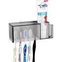 5 スロット ウォールマウント歯ブラシホルダー シャワー用カバー付き プラスチック多機能歯磨き粉歯ブラシオーガナイザー オーラルBクロスアクションと互換性あり コルゲートリニューアル (グレー)