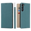 ギャラクシーS23 ケース 手帳型 Galaxy S23 ケース 本革 SC-51D スマホケース SCG19 ストラップ au 牛革 docomo レザー samsung サムスン SoftBank 耐衝撃 カード収納-スカイブルー
