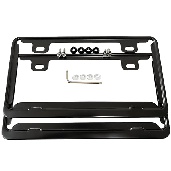 車外用品 ナンバーフレーム 2枚セット ナンバープレートボルト付き (ブラック)
