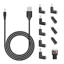 USB DC ケーブル 2m 変換プラグ付き 11 in 1 DC充電コード 5.5x2.1mm usb dc 変換 ケーブル DC ジャック DC プラグ 5.5mm カメラ/タブレット/携帯電話/扇風機用 (11 in 1, 2m)