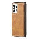 For Galaxy M23 5G/F23 ケース 背面手帳型 軽い薄い 純色 レザーケース(レトロブラウン)ギャラクシーm23 5g ケースカード入れ 片手操作 バックカバー サムスンm23 薄い茶