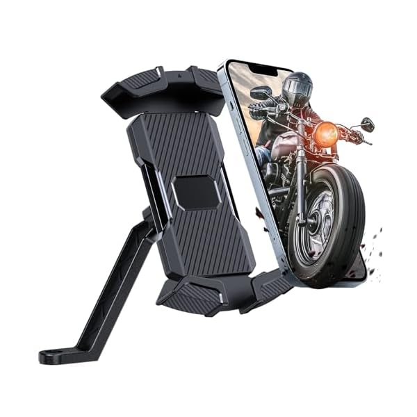 バイク スマホホルダー 【2024新登場】原付 スマホホルダー ミラーマウント付き 片手操作 固定 脱落防止 360度回転 角度調整 振動吸収 クロスバイク用 携帯置き ロードバイク スマホ固定用 4.6-6.9インチ 多機種対応 簡単取付 日本語説