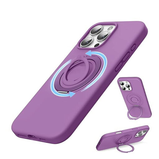 iPhone 16 pro max用スタンドケース シリコン, 6.9インチ(2024) 回転可能なシリコンリング,360°回転スタンド MagSafe対応 横縦両立 角度調整 隠し収納式 iPhone16 pro max用ソフトカバー(オーキッドパ iPhone 16 pro max用スタンドケース シリコン, 6.9インチ(2024) 回転可能なシリコンリング,360°回転スタンド MagSafe対応 横縦両立 角度調整 隠し収納式 iPhone16 pro max用ソフトカバー(オーキッドパ