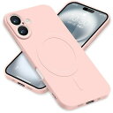 iPhone16 Plus ケース MagSafe対応 シリコン アイフォン16Plus スマホケース カバー 耐衝撃 レンズ保護 マグネット搭載 車載ホルダー ワイヤレス充電対応 ストラップホール付き オシャレ 指紋防止 薄型 (ピンク)