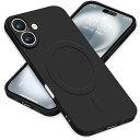iPhone16 Plus ケース MagSafe対応 シリコン アイフォン16Plus スマホケース カバー 耐衝撃 レンズ保護 マグネット搭載 車載ホルダー ワイヤレス充電対応 ストラップホール付き オシャレ 指紋防止 薄型 (ブラック)