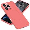 iPhone16 Pro ケース MagSafe対応 シリコン アイフォン16Pro スマホケース カバー 耐衝撃 レンズ保護 マグネット搭載 車載ホルダー ワイヤレス充電対応 ストラップホール付き オシャレ 指紋防止 薄型 (レッド)